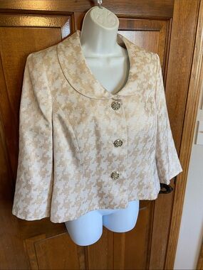 Albert Nipon cropped shimmering rhinestone buttons special occasions Size 12